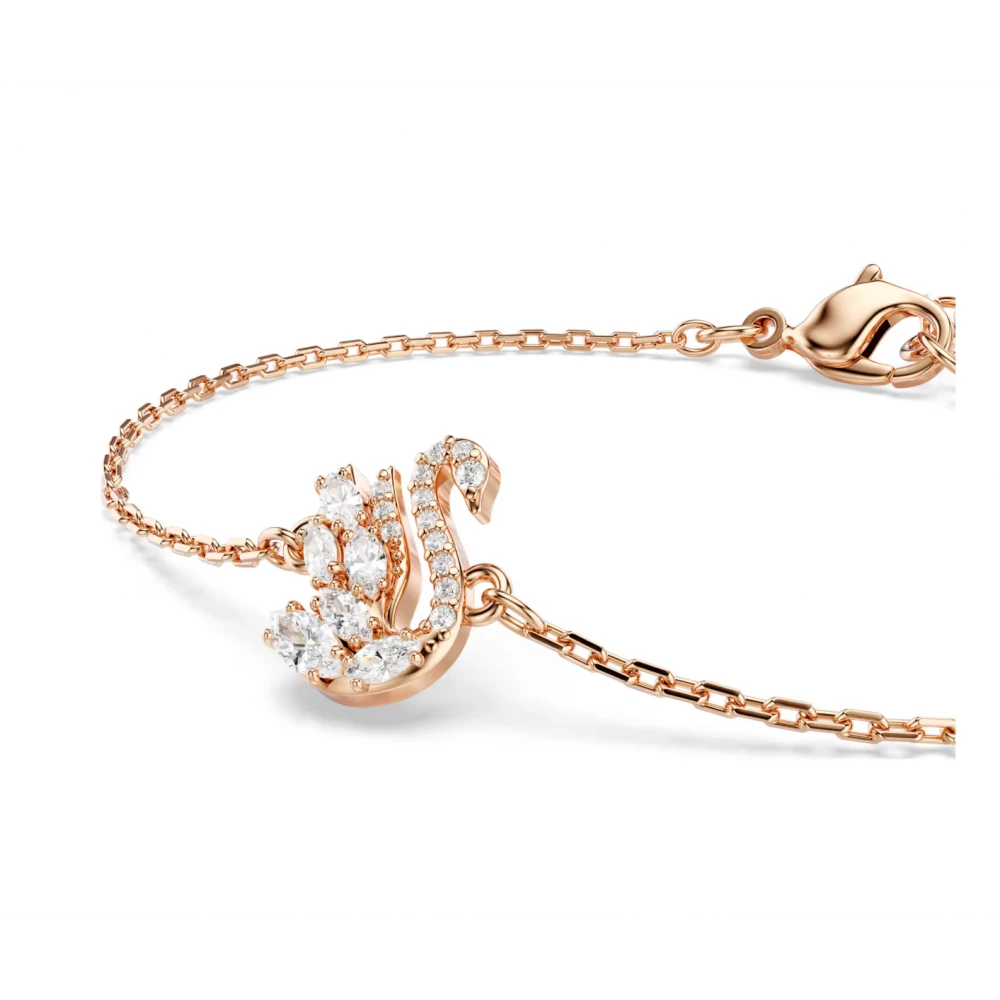 SWAROVSKI, βραχιόλι Swarovski, Swan, Κύκνος, Λευκό, Επιμετάλλωση σε ροζ-χρυσό τόνο 5738202