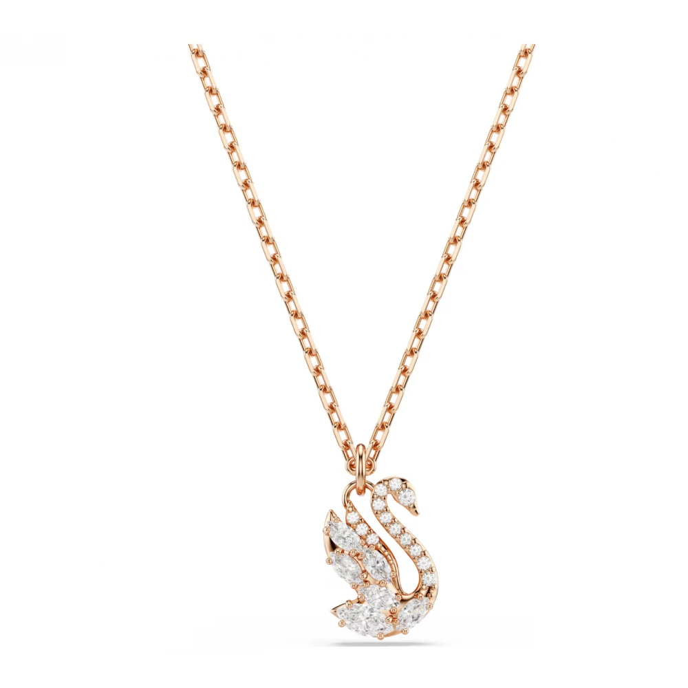 SWAROVSKI Swan Μενταγιόν με Αλυσίδα, Λευκό, Μίξη Κοπών, Επιμετάλλωση σε Ροζ-Χρυσό Τόνο 5738203