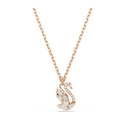 SWAROVSKI Swan Μενταγιόν με Αλυσίδα, Λευκό, Μίξη Κοπών, Επιμετάλλωση σε Ροζ-Χρυσό Τόνο 5738203