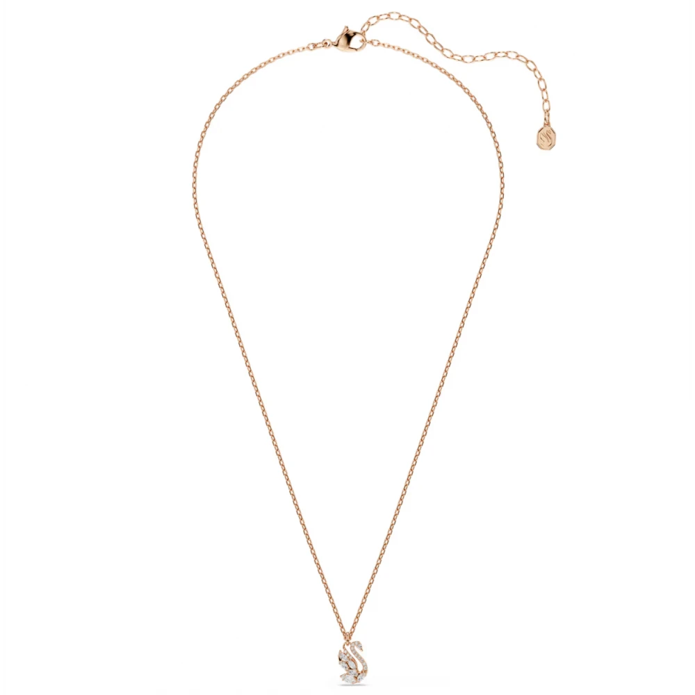 SWAROVSKI Swan Μενταγιόν με Αλυσίδα, Λευκό, Μίξη Κοπών, Επιμετάλλωση σε Ροζ-Χρυσό Τόνο 5738203