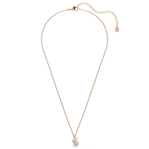 SWAROVSKI Swan Μενταγιόν με Αλυσίδα, Λευκό, Μίξη Κοπών, Επιμετάλλωση σε Ροζ-Χρυσό Τόνο 5738203