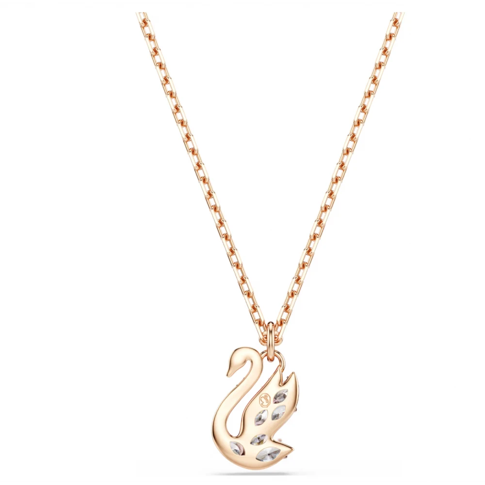 SWAROVSKI Swan Μενταγιόν με Αλυσίδα, Λευκό, Μίξη Κοπών, Επιμετάλλωση σε Ροζ-Χρυσό Τόνο 5738203