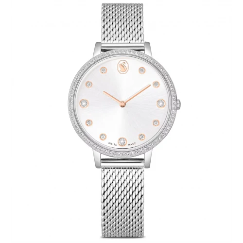 SWAROVSKI Clarica Ρολόι Ελβετικής Κατασκευής με Μπρασελέ από Ανοξείδωτο Ατσάλι σε Ασημί Τόνο 5740971