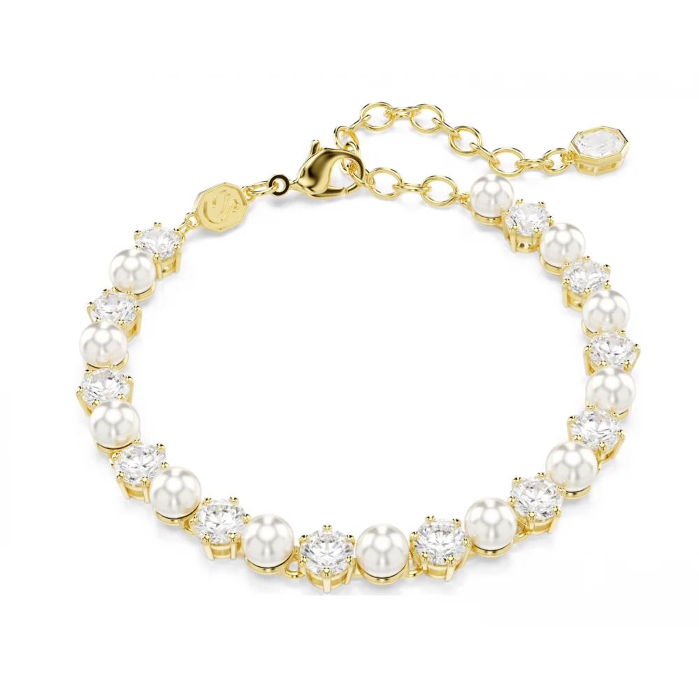 SWAROVSKI Βραχιόλι Tennis Matrix Crystal Pearl, Λευκό, Επιμετάλλωση σε Χρυσό Τόνο 5742026