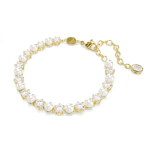 SWAROVSKI Βραχιόλι Tennis Matrix Crystal Pearl, Λευκό, Επιμετάλλωση σε Χρυσό Τόνο 5742026
