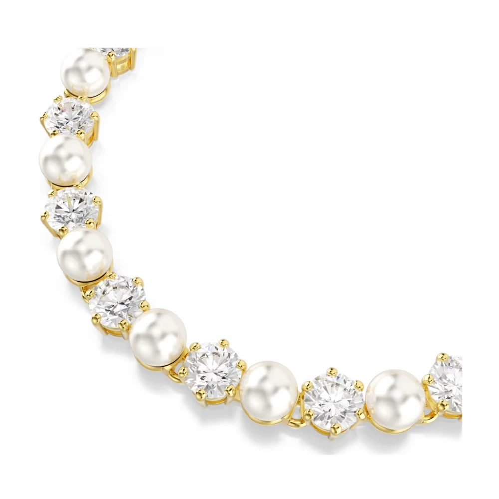 SWAROVSKI Βραχιόλι Tennis Matrix Crystal Pearl, Λευκό, Επιμετάλλωση σε Χρυσό Τόνο 5742026