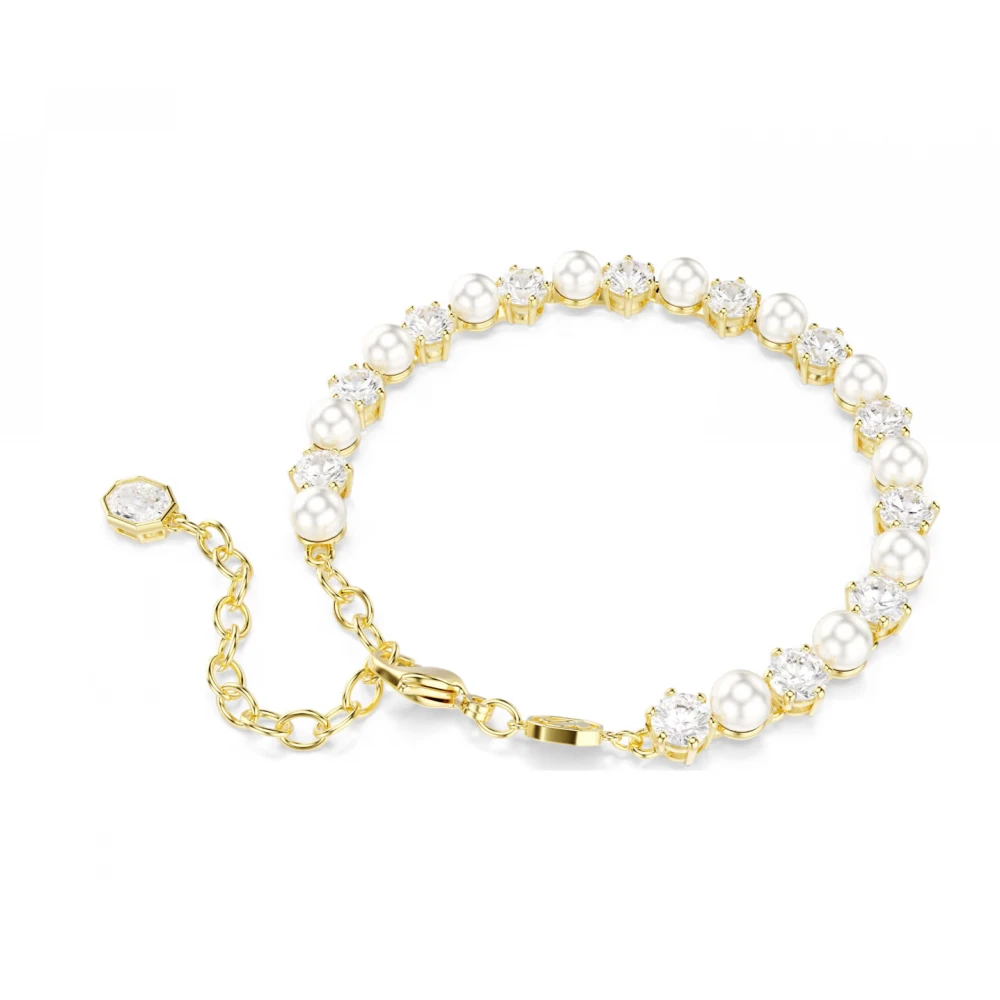 SWAROVSKI Βραχιόλι Tennis Matrix Crystal Pearl, Λευκό, Επιμετάλλωση σε Χρυσό Τόνο 5742026