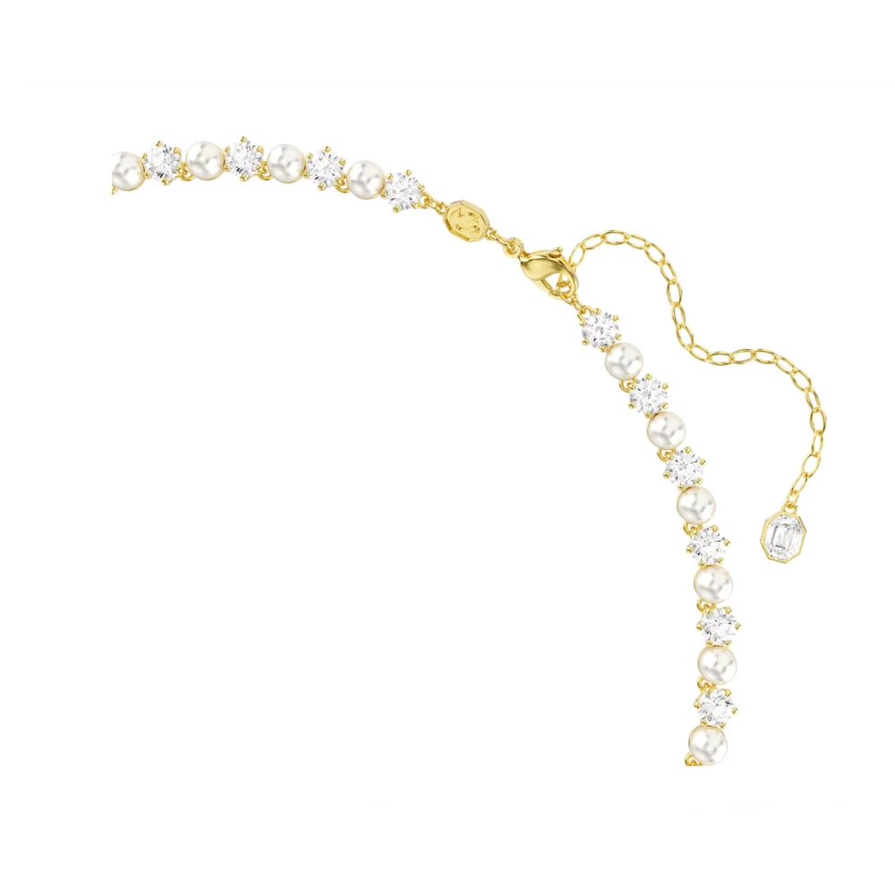 SWAROVSKI Tennis Matrix, Crystal Pearl, Κολιέ, Στρογγυλή Κοπή, Λευκό, Επιμετάλλωση σε Χρυσό Τόνο 5742039