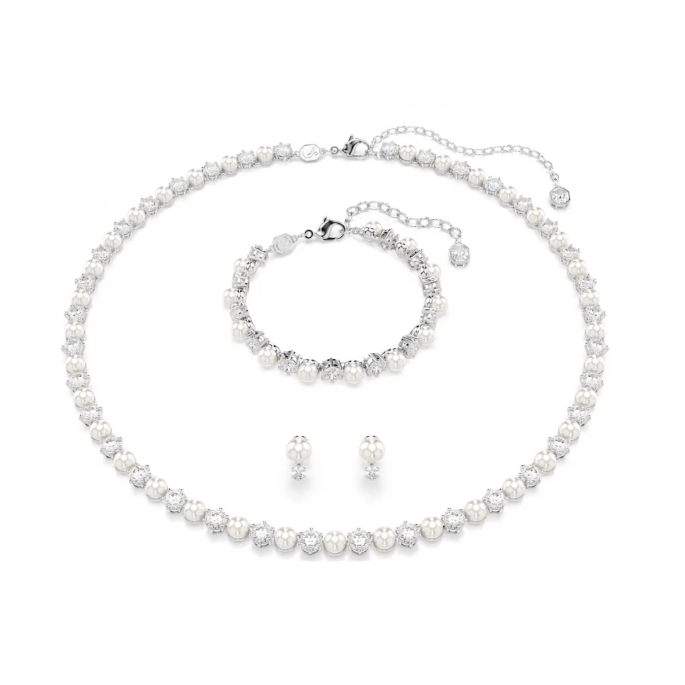 SWAROVSKI Matrix Set, Crystal pearl, Στρογγυλή κοπή, Λευκό, Επιροδιωμένο 5742040