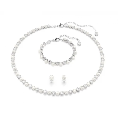 SWAROVSKI Matrix Set, Crystal pearl, Στρογγυλή κοπή, Λευκό, Επιροδιωμένο 5742040