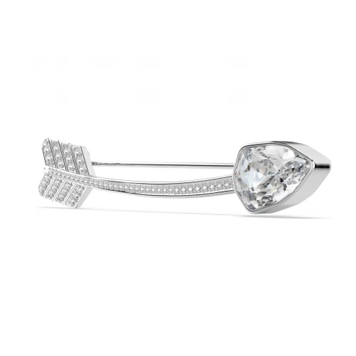 SWAROVSKI Καρφίτσα Idyllia, Μείξη κοπών, Βέλος, Λευκή, Επιμετάλλωση ροδίου 5742952