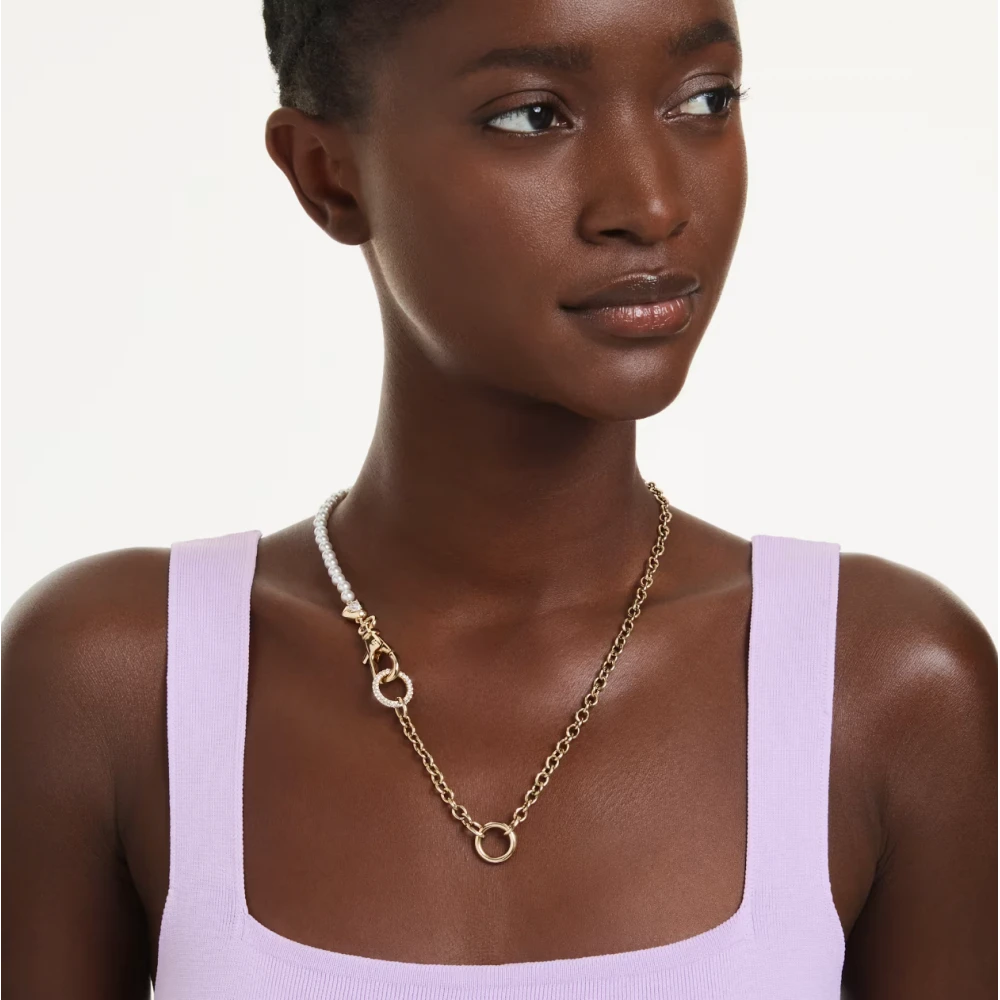 SWAROVSKI Κολιέ Idyllia Crystal Pearl, Λευκό, Επιμετάλλωση σε χρυσό τόνο 5742961