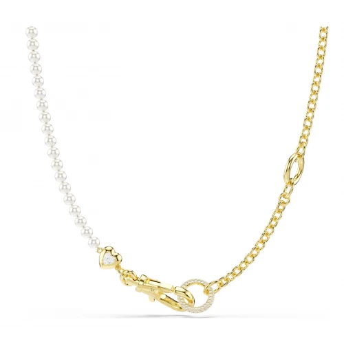 SWAROVSKI Κολιέ Idyllia Crystal Pearl, Λευκό, Επιμετάλλωση σε χρυσό τόνο 5742961