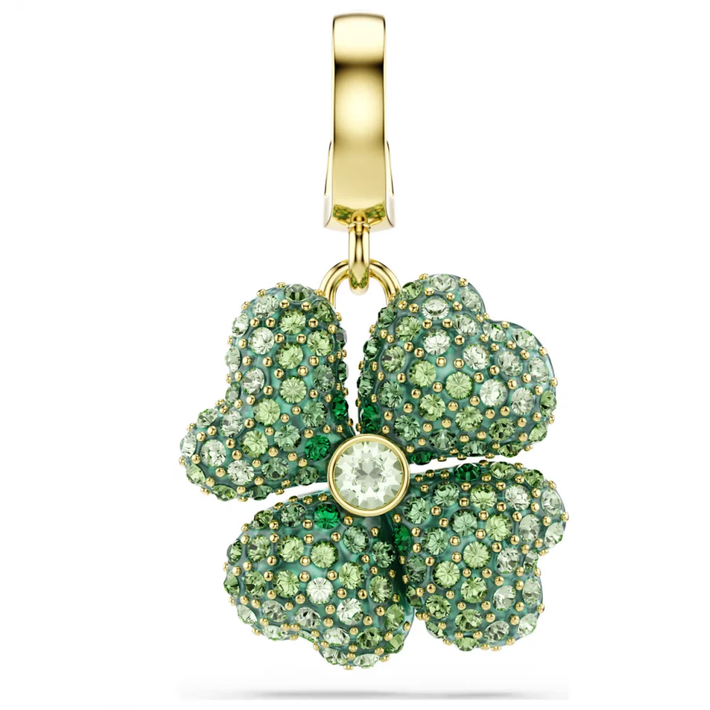 SWAROVSKI Γούρι Idyllia Τυχερό Τριφύλλι, Πράσινο, Επιμετάλλωση σε Χρυσό Τόνο 5743130