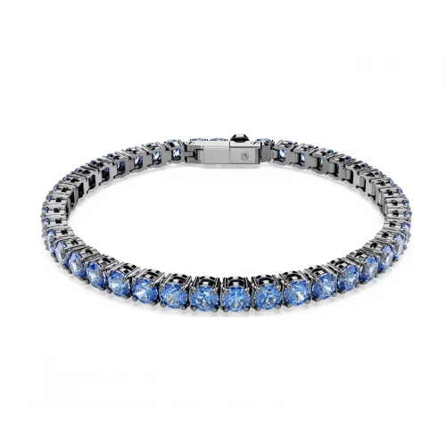 Swarovski, Βραχιόλι Matrix Tennis Στρογγυλή κοπή, Μπλε, Επιμετάλλωση ρουθηνίου 5743440