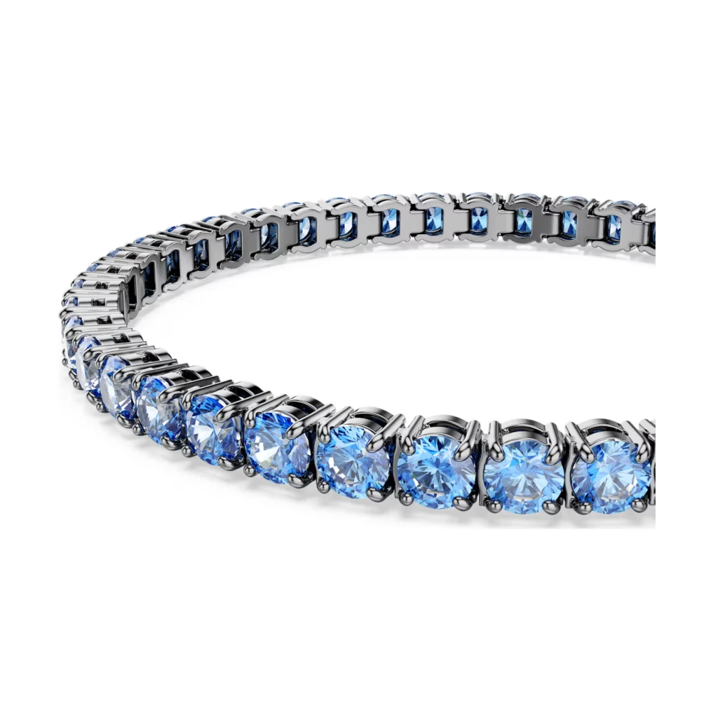 Swarovski, Βραχιόλι Matrix Tennis Στρογγυλή κοπή, Μπλε, Επιμετάλλωση ρουθηνίου 5743440