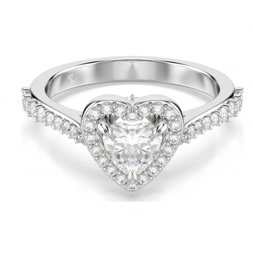 SWAROVSKI Una Angelic Δαχτυλίδι, Μίξη Κοπών, Καρδιά, Λευκό, Επιμετάλλωση Ροδίου 5744046