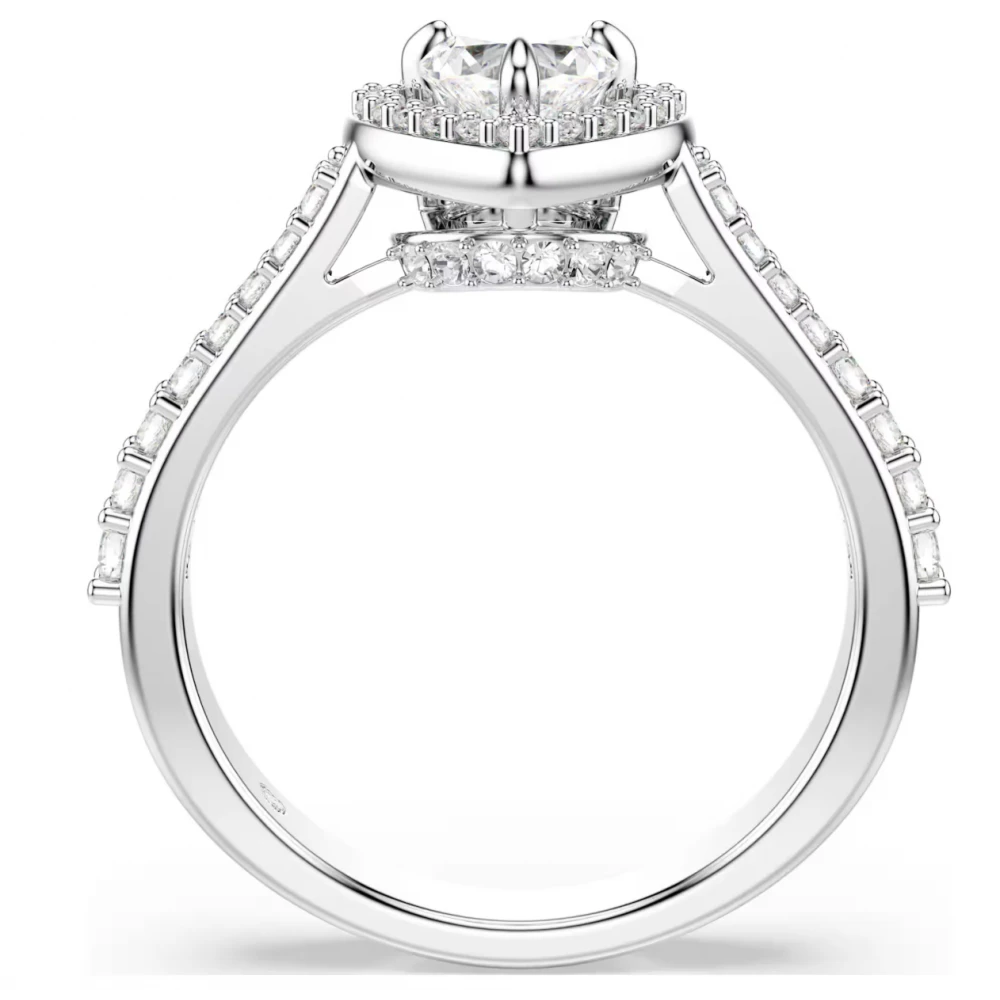 SWAROVSKI Una Angelic Δαχτυλίδι, Μίξη Κοπών, Καρδιά, Λευκό, Επιμετάλλωση Ροδίου 5744046