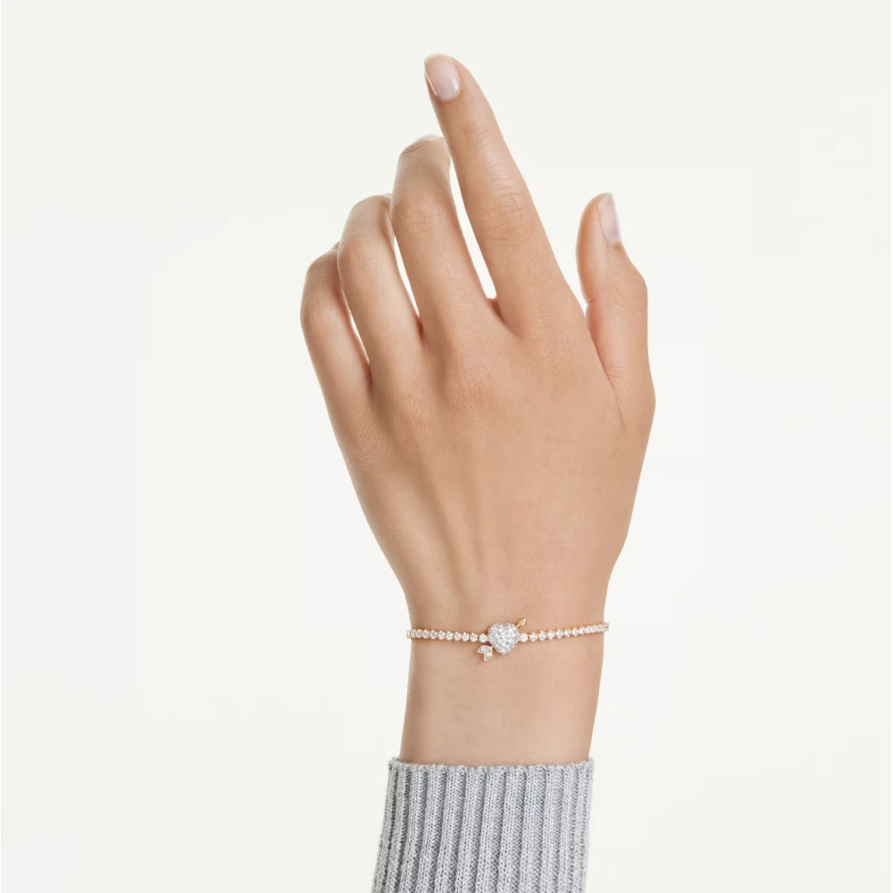 SWAROVSKI Βραχιόλι Idyllia, Μίξη Κοπών, Καρδιά με Βέλος, Λευκό, Επιμετάλλωση σε χρυσό τόνο 5744061