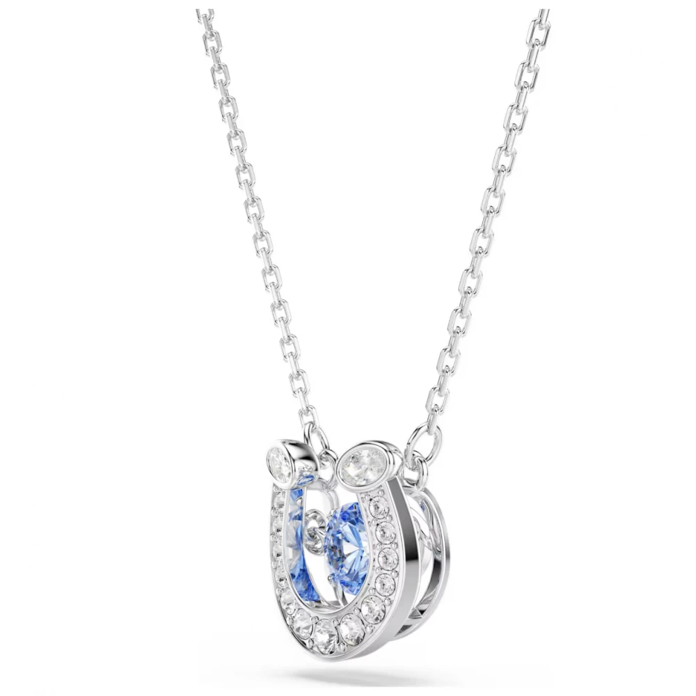 SWAROVSKI Symbolica, Μενταγιόν με Αλυσίδα, Στρογγυλή κοπή, Pave, Μπλε, Πέταλο, Επιμετάλλωση ροδίου 5746562