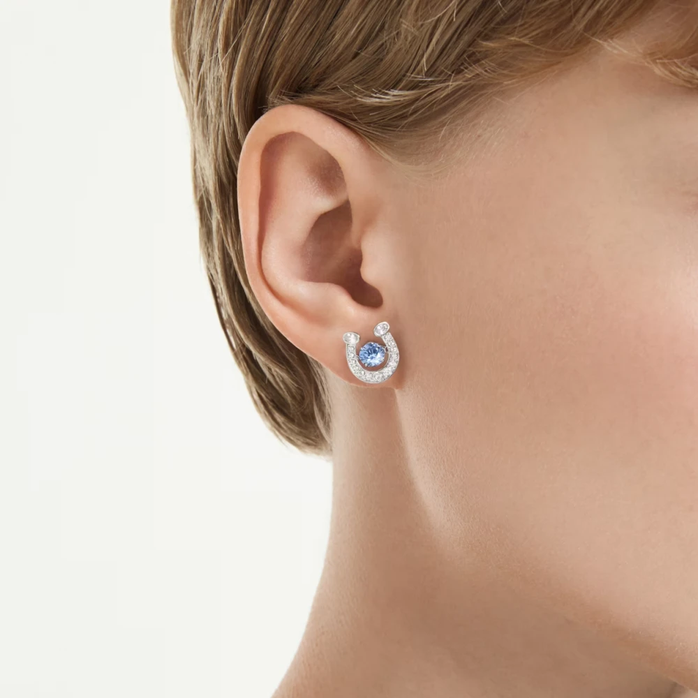 SWAROVSKI Symbolica Σκουλαρίκια, Στρογγυλή Κοπή, Μπλε, Pave, Πέταλο, Επιροδιωμένα 5746563