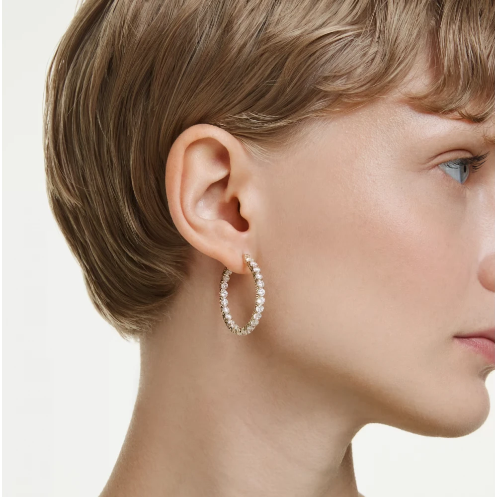 SWAROVSKI Κρίκοι Matrix, Στρογγυλή Κοπή, Λευκά, Επιμετάλλωση σε Χρυσό Τόνο 5750620