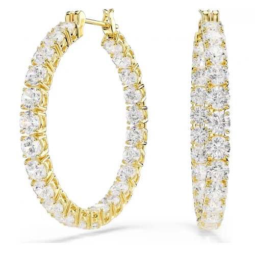 SWAROVSKI Κρίκοι Matrix, Στρογγυλή Κοπή, Λευκά, Επιμετάλλωση σε Χρυσό Τόνο 5750620