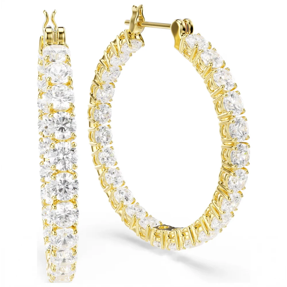 SWAROVSKI Κρίκοι Matrix, Στρογγυλή Κοπή, Λευκά, Επιμετάλλωση σε Χρυσό Τόνο 5750620