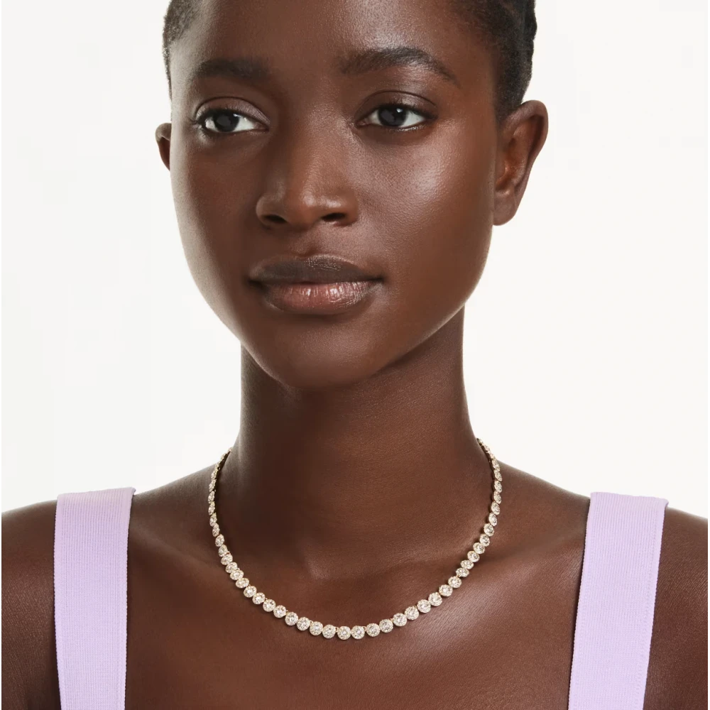 SWAROVSKI Una Angelic Κολιέ Στρογγυλή Κοπή, Λευκό, Επιμετάλλωση σε Χρυσό Τόνο 5751560