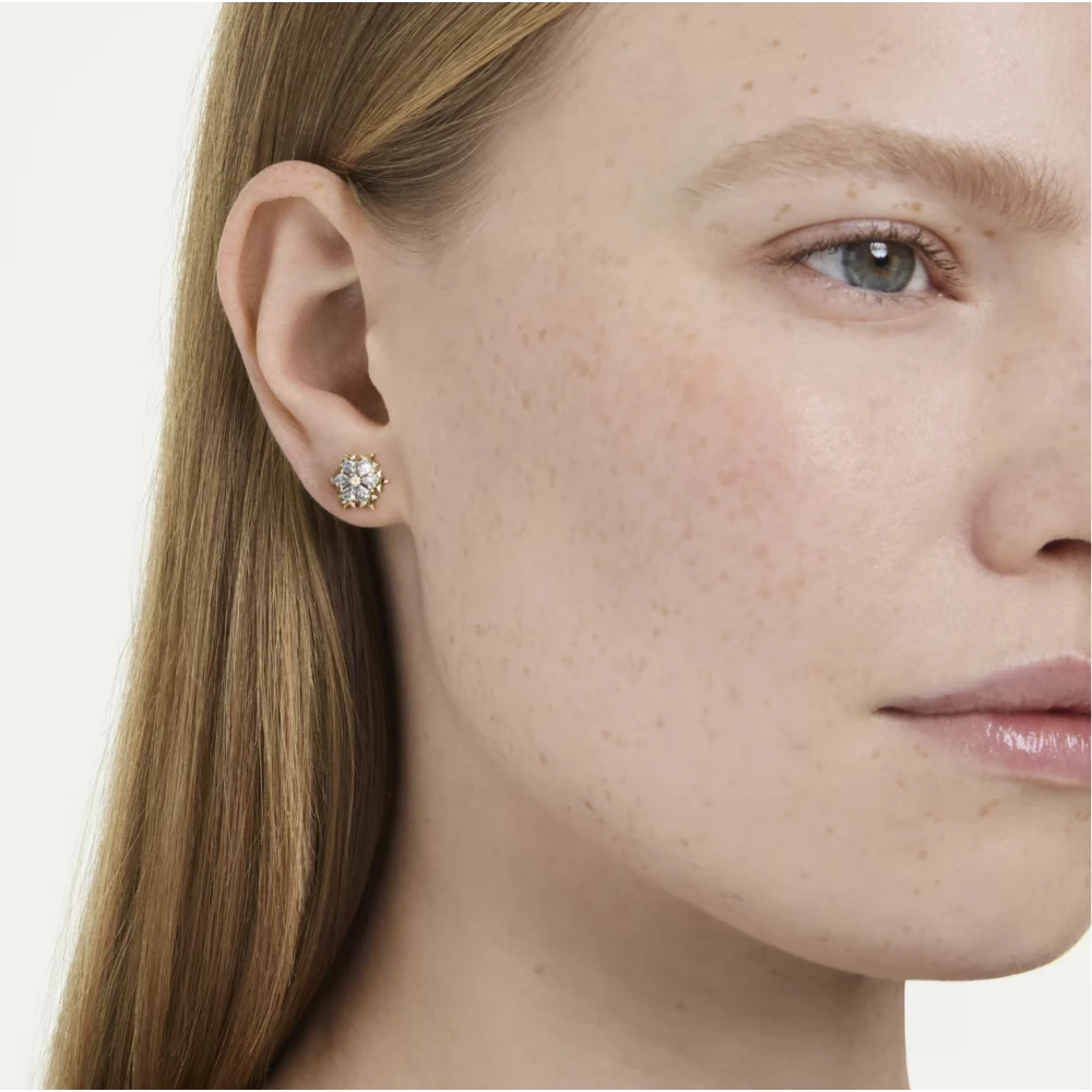 SWAROVSKI, Σκουλαρίκια Magic, Μίξη Κοπών "Χιονονιφάδα" Λευκά, Επιμετάλλωση σε χρυσό 18Κ 5757816