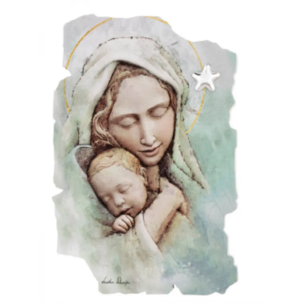 Θρησκευτική Εικόνα  ΠΑΝΑΓΙΑ & ΧΡΙΣΤΟΣ Πάνω σε Ξύλο με την τεχνική της Νωπογραφίας ( Fresco ) LE-08.48137