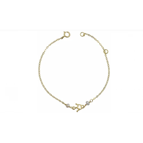 9K Χρυσό Παιδικό Bραχιόλι με Κορώνα JR9133