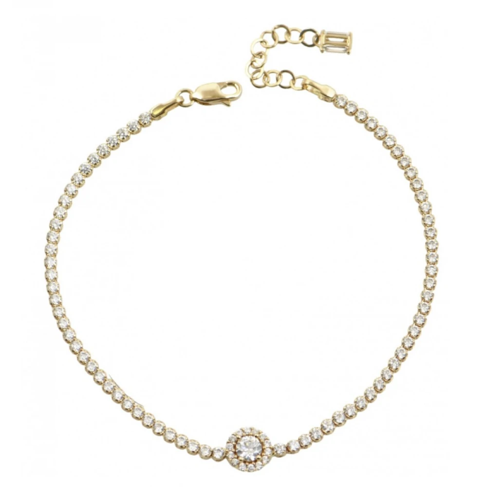 14K Χρυσό Bραχιόλι Ριβιέρα και Ροζέτα στο κέντρο με Λευκά Ζιργκόν BP2131