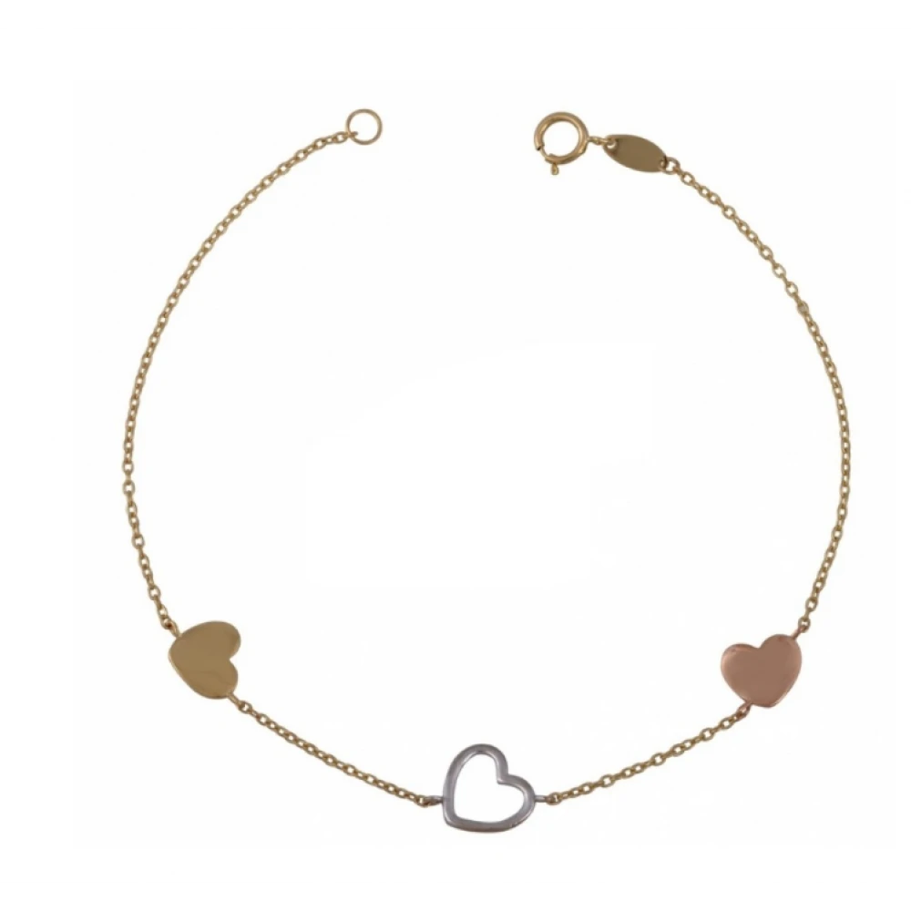 14K Χρυσό Δίχρωμο βραχιόλι με "Καρδούλες" BP8077