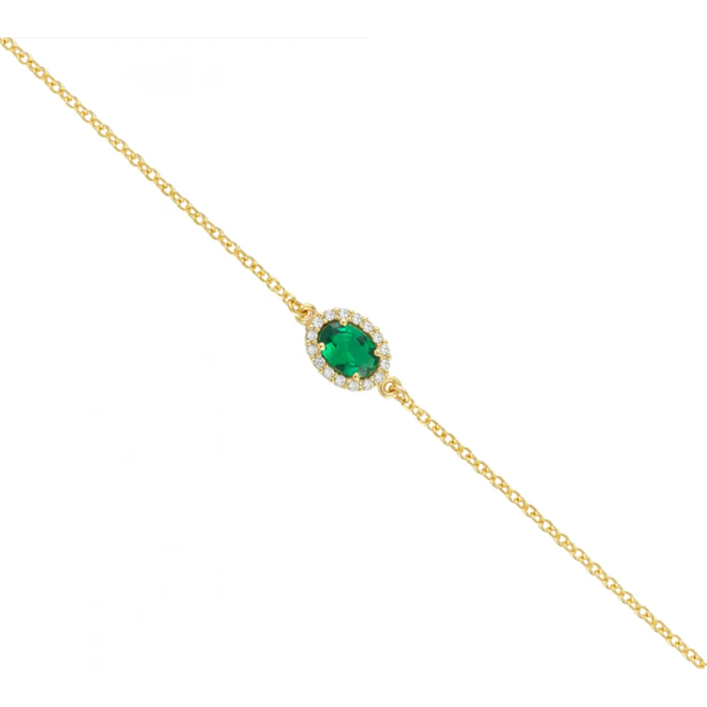 18K Χρυσό Βραχιόλι με Σμαράγδι και Ζιργκόν BROSO788