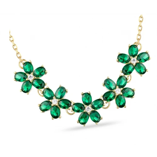 LAURA P. Κολιέ από 925 Ασήμι Επιχρυσωμένο με Ζιργκόν CL0111GV