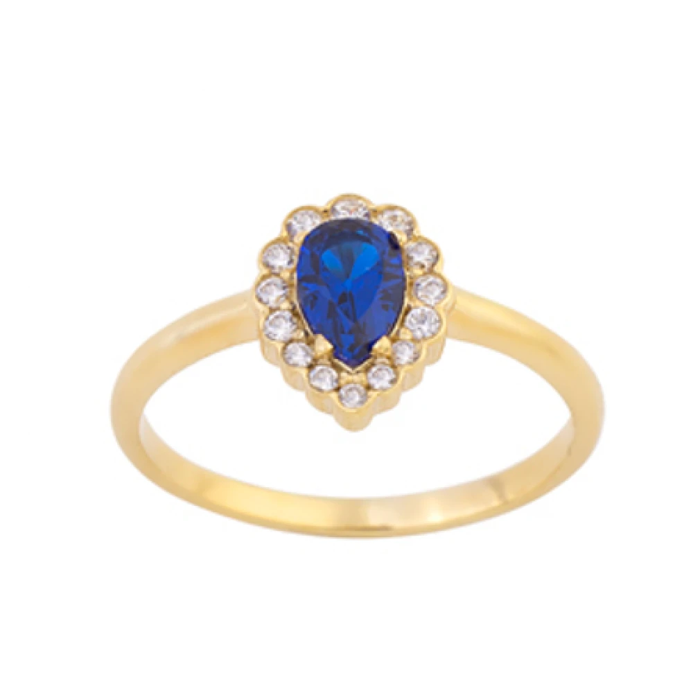 18K Χρυσό Δαχτυλίδι με Ζαφείρι & Ζιργκόν DASO864