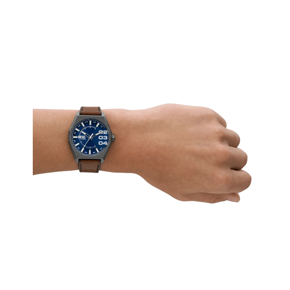 DIESEL Men's Scraper με Καφέ Δερμάτινο Λουράκι DZ2189