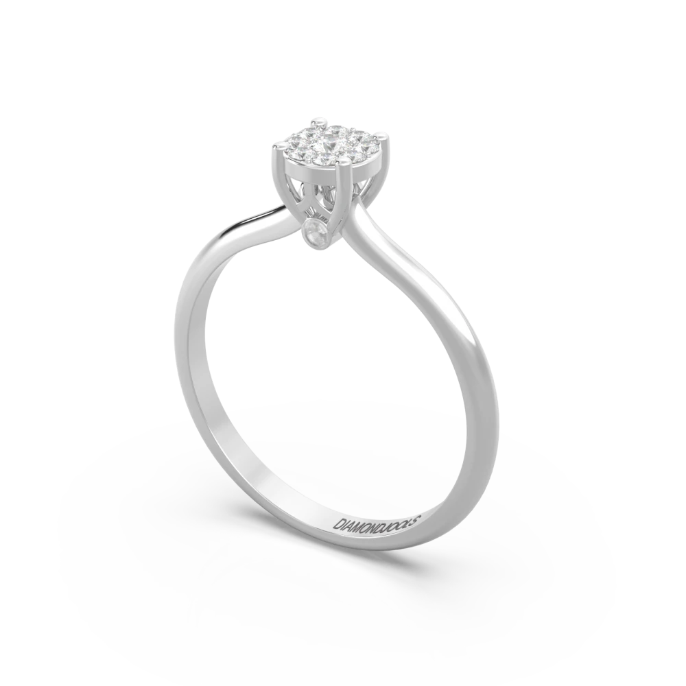 18K Μονόπετρο Δαxτυλίδι Αρραβώνων από Λευκόχρυσο, με Διαμάντι EM014