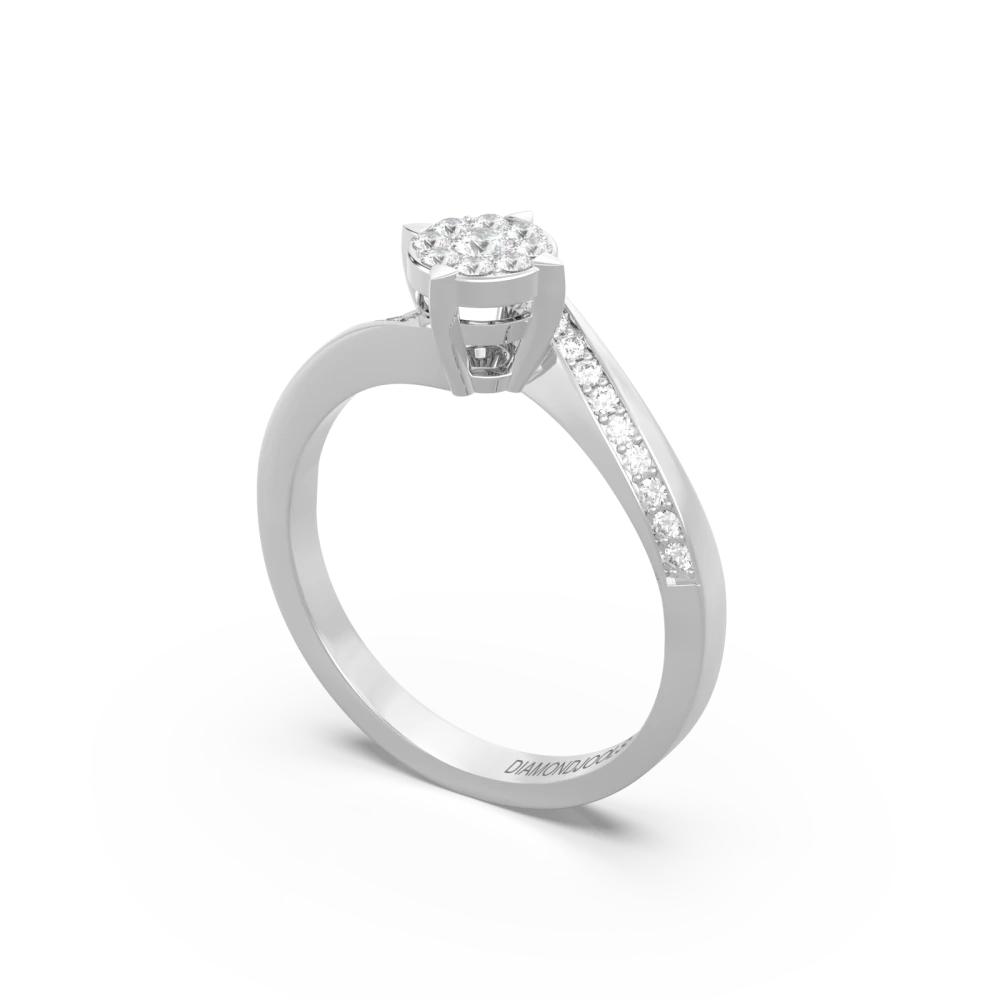 18K Μονόπετρο Invisible Δαxτυλίδι Αρραβώνων Λευκόχρυσο με Διαμάντια EM017W