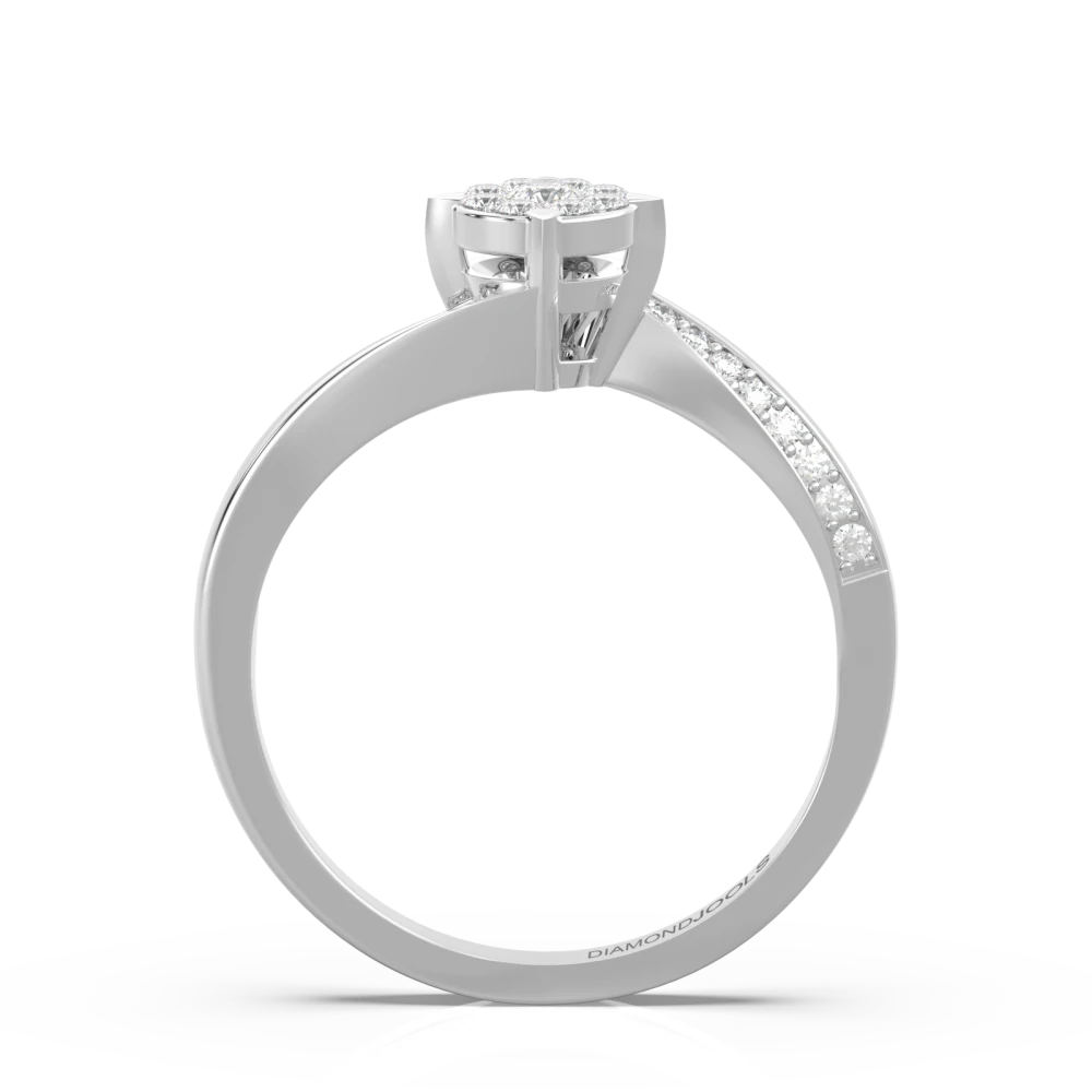 18K Μονόπετρο Invisible Δαxτυλίδι Αρραβώνων Λευκόχρυσο με Διαμάντια EM017W