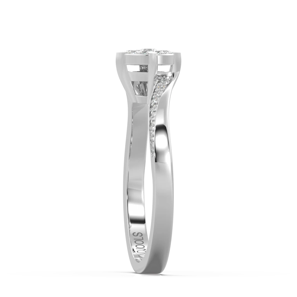 18K Μονόπετρο Invisible Δαxτυλίδι Αρραβώνων Λευκόχρυσο με Διαμάντια EM017W