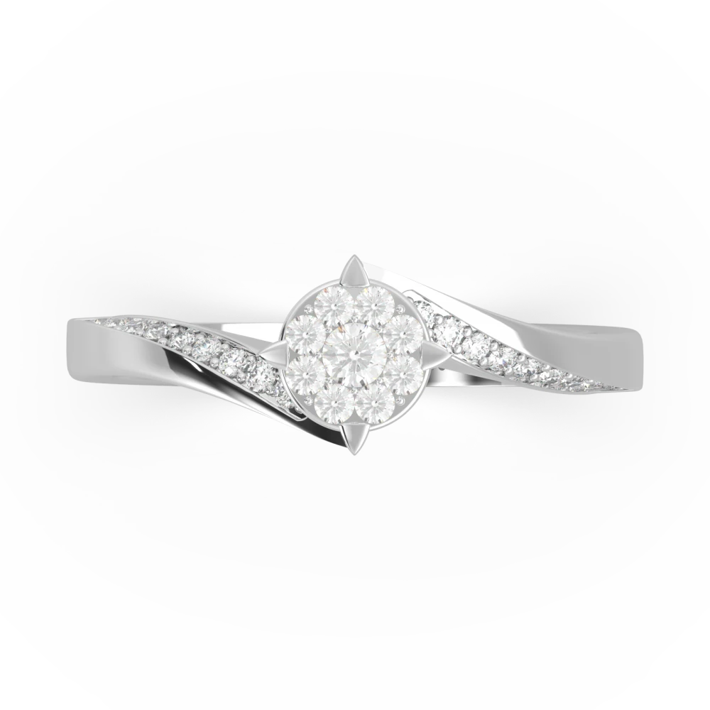 18K Μονόπετρο Invisible Δαxτυλίδι Αρραβώνων Λευκόχρυσο με Διαμάντια EM017W