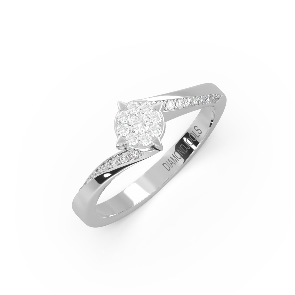 18K Μονόπετρο Invisible Δαxτυλίδι Αρραβώνων Λευκόχρυσο με Διαμάντια EM017W