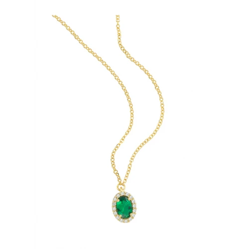 18K Χρυσό Κολιέ με Σμαράγδι και Ζιργκόν KLOSO788