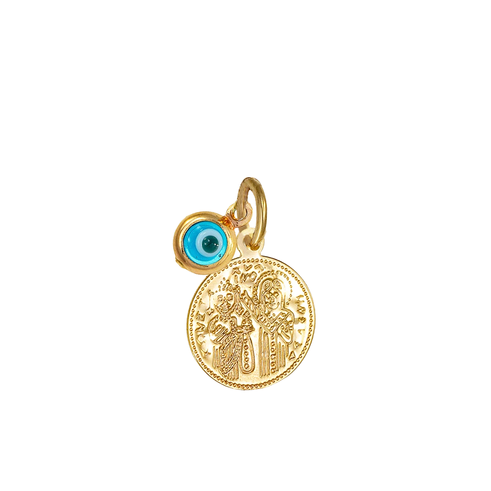 9K, Χρυσό Κωνσταντινάτο Διπλής Όψης με Ματάκι, KN050AFR