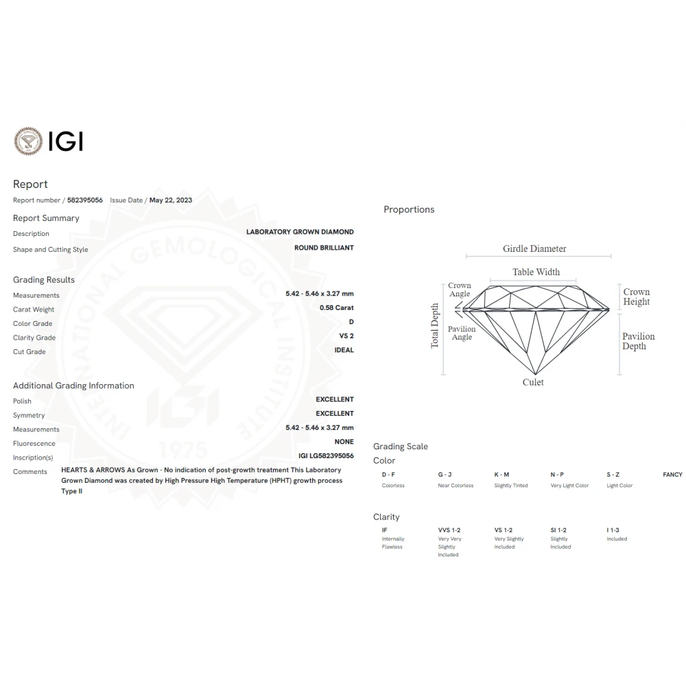 18K Μονόπετρο Δαxτυλίδι Αρραβώνων με Οικολογικό, Lab Grown Διαμάντι 0.58ct LAB95056