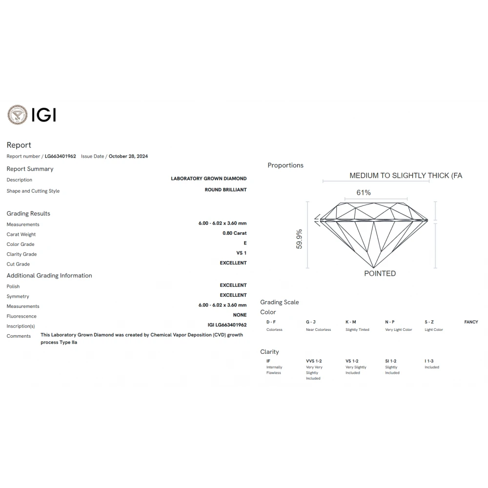 18K Μονόπετρο Δαxτυλίδι Αρραβώνων με Οικολογικό Lab-Grown Διαμάντι 0.80ct LG401962