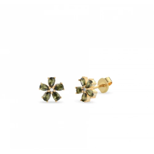 LAURA P. Σκουλαρίκια 925 Ασήμι Επιχρυσωμένα με Ζιργκόν OR0228GVL