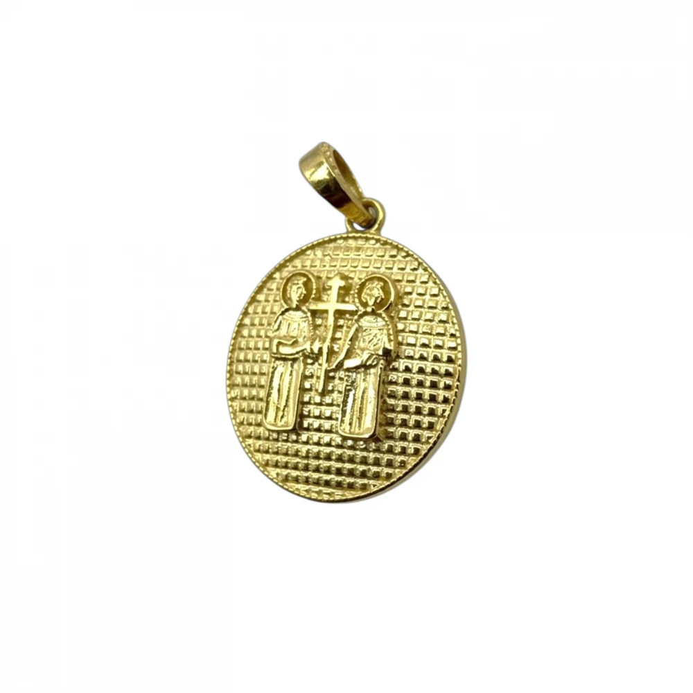 9K Χρυσό Κωνσταντινάτο Διπλής Όψεως με Ζιργκόν P653KR